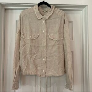 Umgee Linen Cotton blend Jacket Draw string hem. Button up light weight Size L